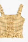 Orlando Top - Yellow Gingham - Yellow Gingham tank top with ruffle hem and shoulder and vintage tie closure - Petite studio NYC