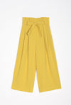 Fuschia Pants - Mustard - mustard yellow wide leg pants with high paperbag waist - Petite Studio NYC