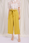 Fuschia Pants - Mustard - mustard yellow wide leg pants with high paperbag waist - Petite Studio NYC