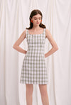 Isla Dress - Mint Gingham - Mint Gingham mini dress with back crossover strap - Petite studio NYC