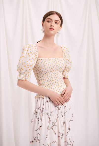 Tia Top - Daisy Print - Daisy printed cotton top - Petite Studio NYC