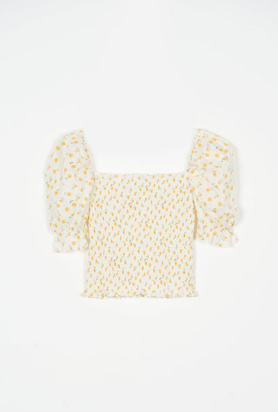 Tia Top - Daisy Print - Daisy printed cotton top - Petite Studio NYC