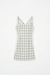 Isla Dress - Mint Gingham - Mint Gingham mini dress with back crossover strap - Petite studio NYC