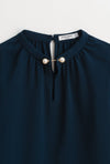 Buvette Pearl Blouse-Navy-navy pearl detailed long-sleeve blouse-Petite Studio NYC