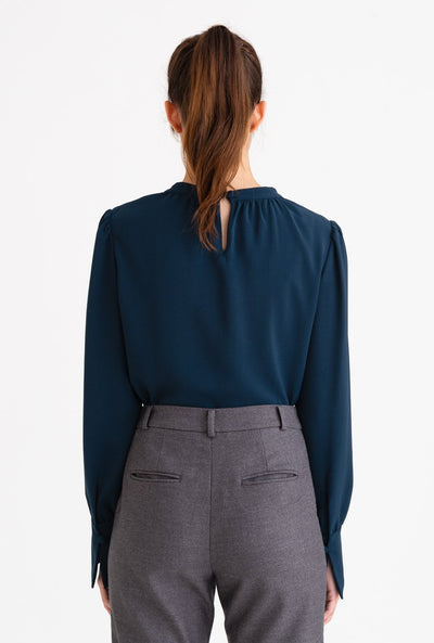 Buvette Pearl Blouse-Navy-navy pearl detailed long-sleeve blouse-Petite Studio NYC