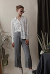 Belda Pants - Steel - Pearl detailed high-waist straight fit suit pants - Petite Studio NYC