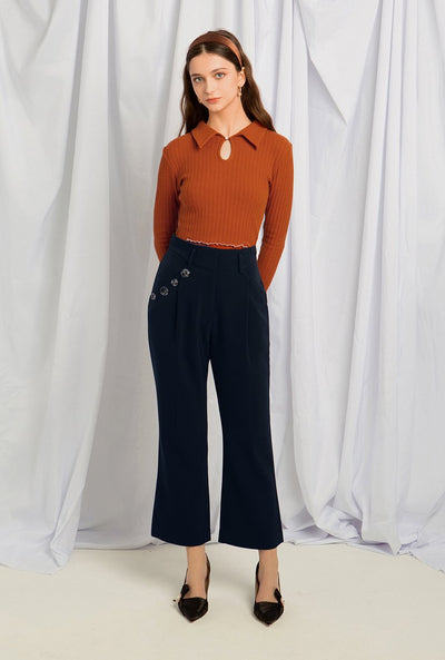 Remington Pants - Navy - High waist flare pants - Petite Studio NYC