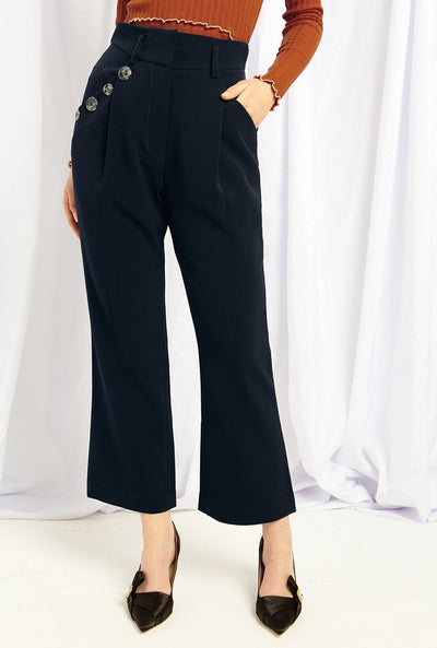 Remington Pants - Navy - High waist flare pants - Petite Studio NYC