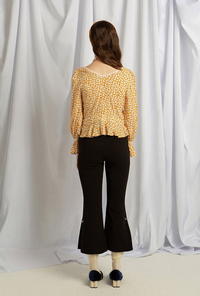 Oslo Top - Mustard Floral - V neck floral top - Petite Studio NYC