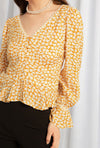 Oslo Top - Mustard Floral - V neck floral top - Petite Studio NYC