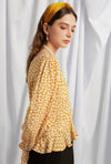 Oslo Top - Mustard Floral - V neck floral top - Petite Studio NYC