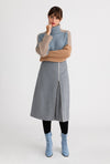 Mercer Wool Skirt - Grey - Grey A-line tweed skirt with adjustable zipper opening in the front - Petite Studio NYC