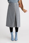 Mercer Wool Skirt - Grey - Grey A-line tweed skirt with adjustable zipper opening in the front - Petite Studio NYC