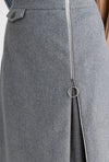 Mercer Wool Skirt - Grey - Grey A-line tweed skirt with adjustable zipper opening in the front - Petite Studio NYC