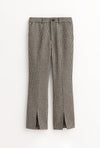 Bennet Pants - Grey Plaid - High waisted slim fit hem slit wool blend pants - Petite Studio NYC