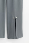 Belda Pants - Steel - Pearl detailed high-waist straight fit suit pants - Petite Studio NYC